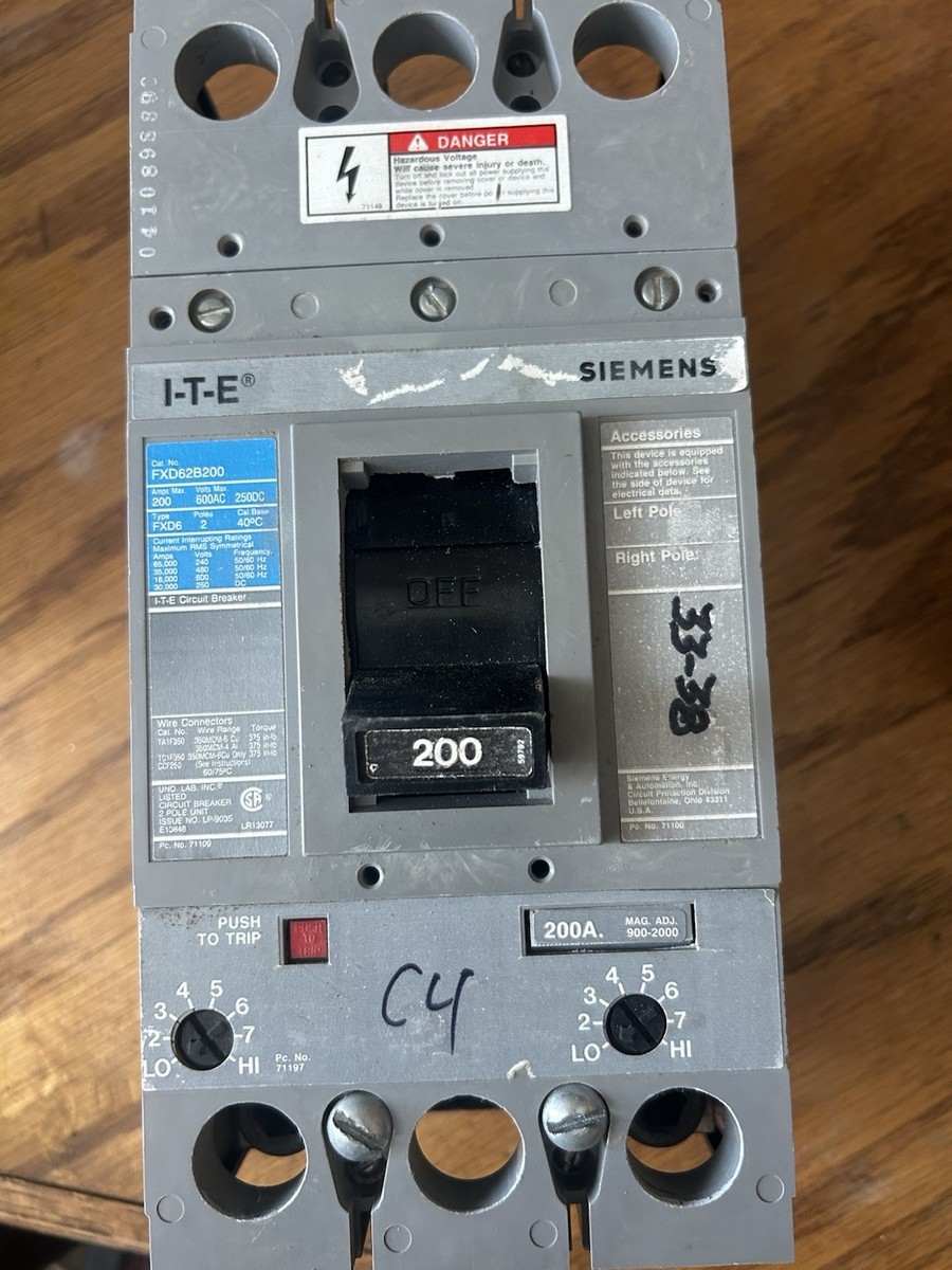 Siemens FXD63B200 200A 600V 2P Standard Circuit Breaker
