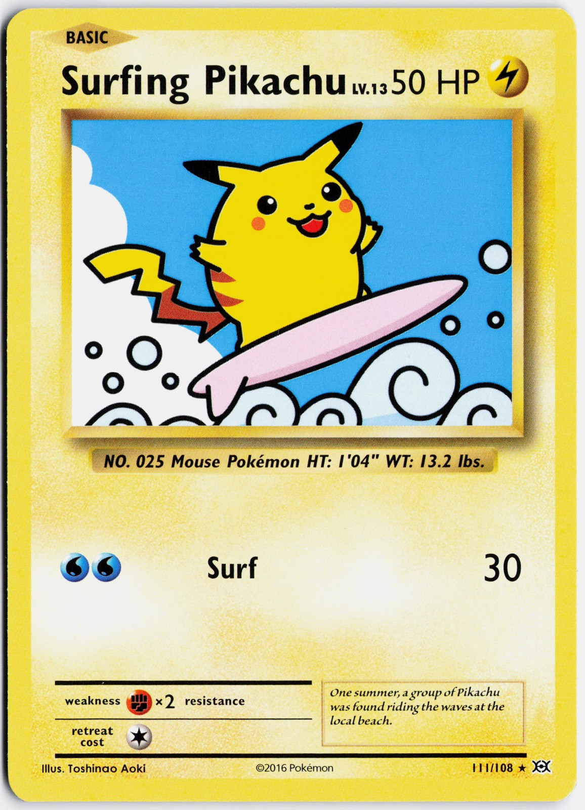 NM Surfing Pikachu #111/108 XY Evolutions English Pokémon TCG