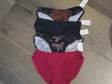 4-PACK SOMA EMBRACEABLE SIGNATURE LACE BIKINI PANTIES RED/ BLACK SIZE SMALL