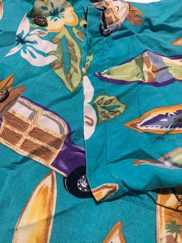 Joe Kealoha by Reyn Spooner Men's VINTAGE Turquoise Ford Woody Wagon Shirt Large - Picture 3 of 7