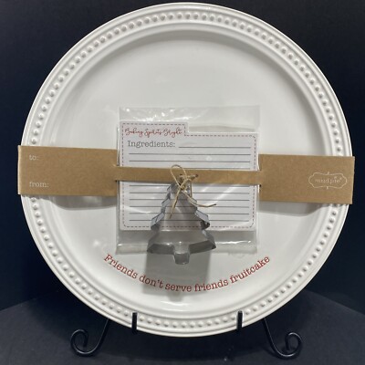 Mud Pie 12'' Cookie Plate Gift Set ''Friends don't serve friends fruitcake'' NWT