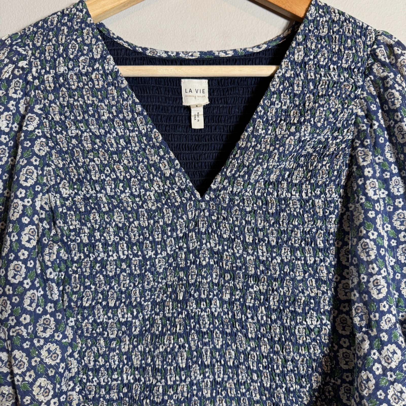 VETEMENTS Mini abito donna La Vie Rebecca Taylor Petula smock piccolo blu floreale chic nuovo senza etichette