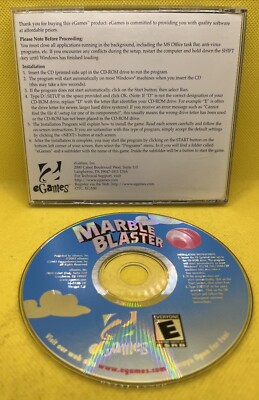   Marble Blaster (PC CD-ROM, 2003, Game Only, eGames, Tested Works Great)