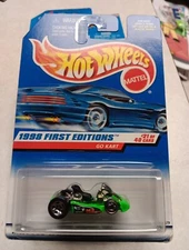 1998 Hot Wheels #651 First Editions 21/40 GO KART Green w/Chrome 5 Sp-Front MW 
