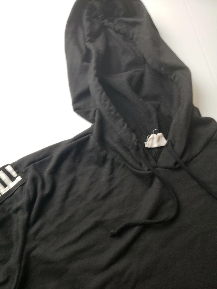 Dirtee Laundry L Usado Negro Frío! Streetwear Crop Top Algodón Sudadera con Capucha Grande b40 Foto 3 de 4