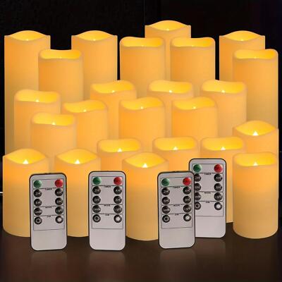 Luminara Flickering Moving Wick Flameless Pillar Candle Led Candles Remote Set