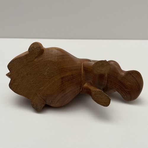 Vintage Hippo Hippopotamus Hand Carved Wooden Sculpture Ornament Figurine Animal - Picture 8 of 9