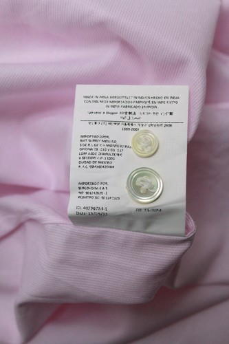 SUITSUPPLY Slim Formal Shirt Men's MEDIUM Button Up Pinstripe Spread Pink - Afbeelding 7 van 7