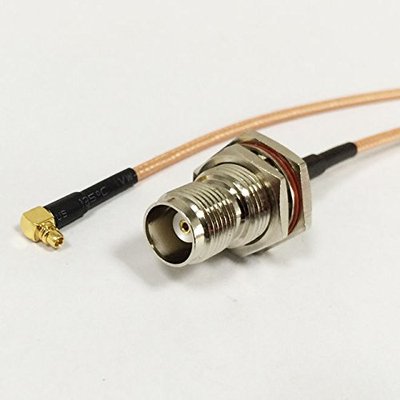 TNC female bulkhead to MMCX male RA Angle Cable assembly adapter RG316 6inch NE
