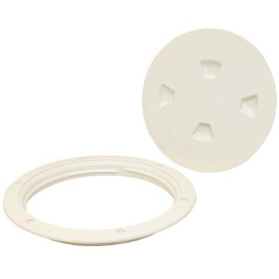 Beckson Yamaha Boat Access Deck Plate 8 1/8 Inch Screw Out Off White
