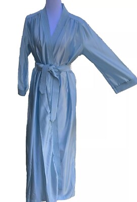 Vtg Robe Dressing Gown Satin Hollywood Glam At Home Wear Cinderella Blue M  L 14 | eBay