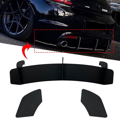 ABS Rear Bumper Diffuser Canard Fins Splitter Black For VW Scirocco R 2008-2017