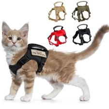 Nylon Tactical Cat Harness Walking Adjustable Pet Vest for Large Cat Small Dog