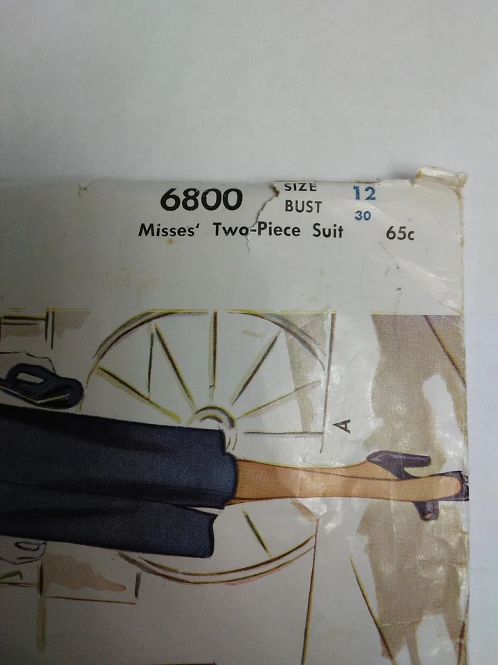 Skirt Blazer Suit Peplum 12 McCalls 6800 Sewing Pattern VTG 40's Fitted Straight - Image 3 of 4