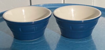 Set of LE CREUSET Ramekins Souffle Custard Dessert Blue 8oz