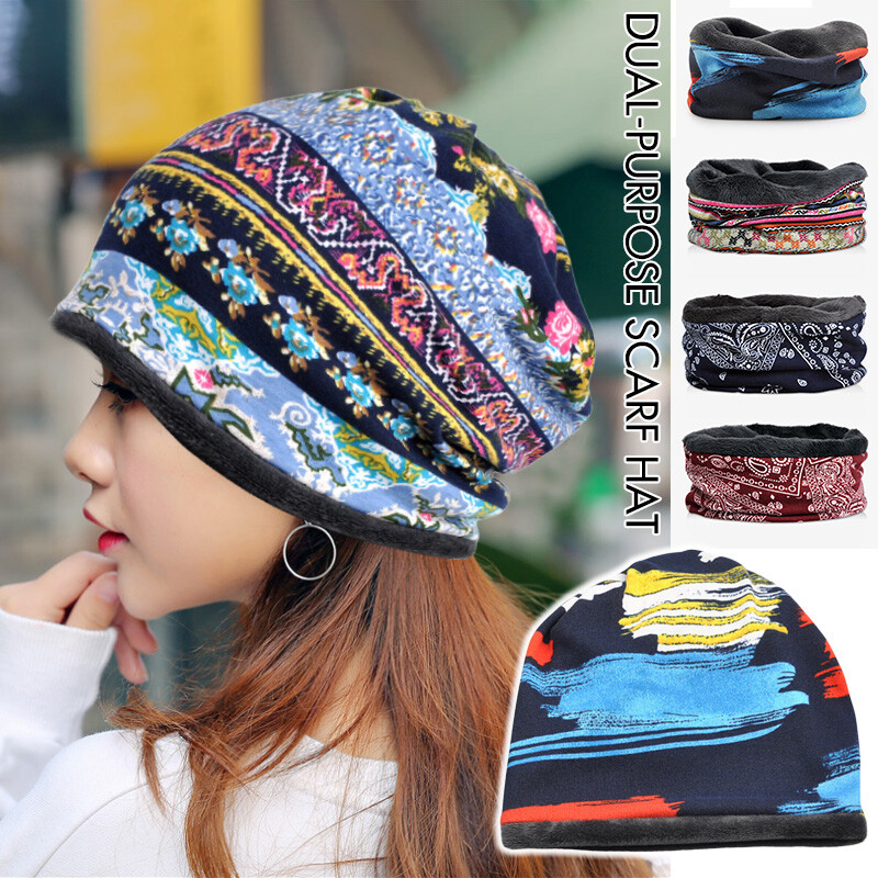 Open Top Baggy Beanie Cap Dual Use Hat Scarf Chemo Jemis Womens Cotton Chemo Hat Beanie Scarf - Beanie Cap  main image 2
