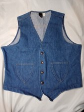 ---Vintage unlined Sears  Style Works For Teens  blue denim vest MEDIUM