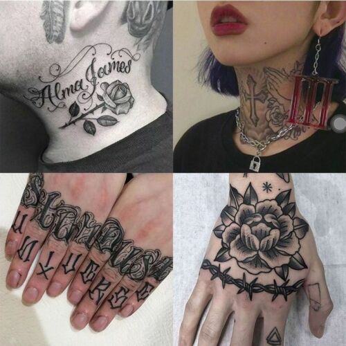 4PCS Fake Tattoos Cross Rose Finger Men Women Hands Neck Chest Temporary  Sticker | eBay