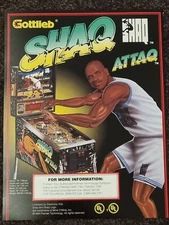 Shaq Attaq - Gottlieb Pinball ORIGINAL Promo Advertising Flyer