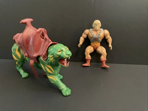 VTG  70/80's Masters of the Universe He-Man & Motu Battle Cat action figure set