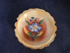 Vintage Hand Painted Blue Flower Trinket Dish