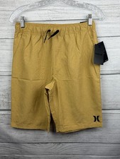 Hurley Boys' Hybrid Shorts Beige L 12-13 Quick-Dry Mesh Pockets 9.25" Inseam