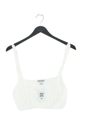 Unique 21 Women's Top UK 10 White 100% Acrylic Sleeveless Square Neck Cropped