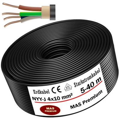 5-40 m underground cable power cable NYY-J 4 x 10 mm² electrical cable