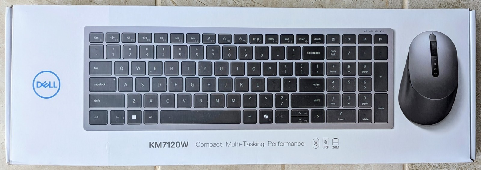 New Dell KM7120W Multi-Device Wireless Keyboard & Mouse Combo | UK QWERTY | Grey