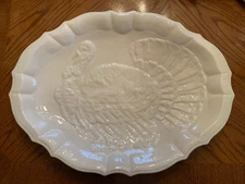 Thanksgiving Turkey Pure White Oval Platter Approximately 22" x 16.5" x 2.45"