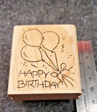 Rubber Stamp Wood Mounted Happy Birthday Balloons Stampin Up .... .... DS4D1
