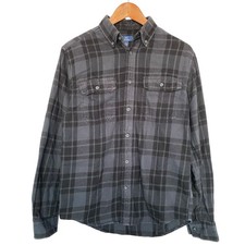 George Men's Grey and Black Checked Flannel Shirt Size S Small