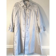 Vintage F.S.A. Collection Silver Swing Ruched Cuff Collar Long Coat SZ 8