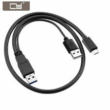 Type-C USB-C to USB 3.0 Male USB 2.0 Dual Power Data Y Cable for Laptop 5Gbps
