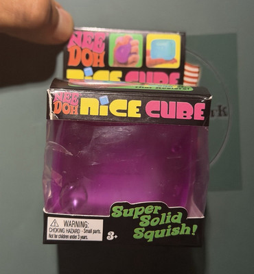 Nee Doh Super Solid Squish Squeeze Ball Purple 3in Cube Stress Reliever