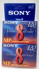 Sony P6-120MP Video 8 Cassette Tape 120min SP Sealed New Blank NTSC 2 Pack
