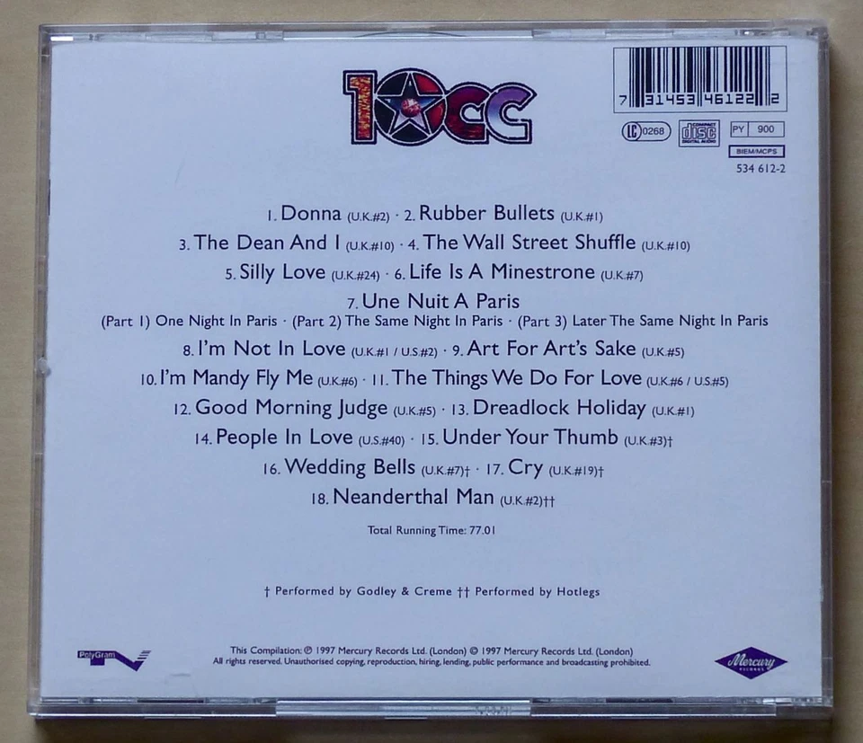 The Very Best Of 10cc 1997 CD Mercury Records Digitally Remastered Topzustand - Bild 2 von 3