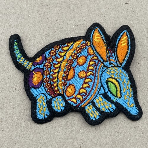Mexican Sacred Alebrije Style Armadillo Patch: Sew On, Embroidered, 3” X 2.5”