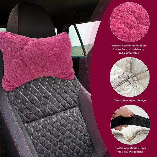2PCS Soft Comfortable Car Headrest Neck Pillow, Breathable Vehicle Color: Pink - Picture 3 of 6