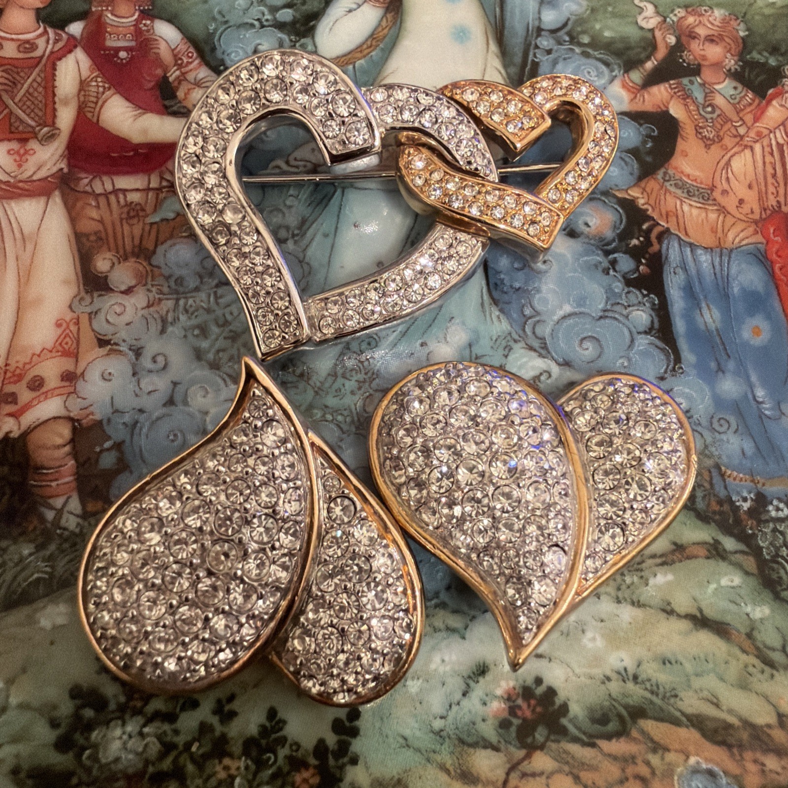 Swarovski Hallmarked Interlocking Pave Brooch & H… - image 14