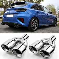 2.5" Auspuffblende Endrohr Edelstahl Doppelrohr Sportauspuff f&uuml;r Kia Ceed Cd GT