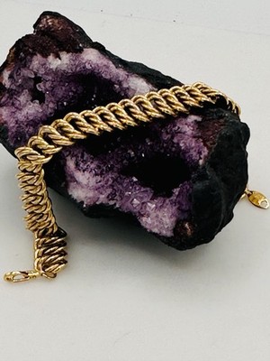 Monet Gold Tone Rope Chain Bracelet Classic Twisted Link Vintage 7 Inch