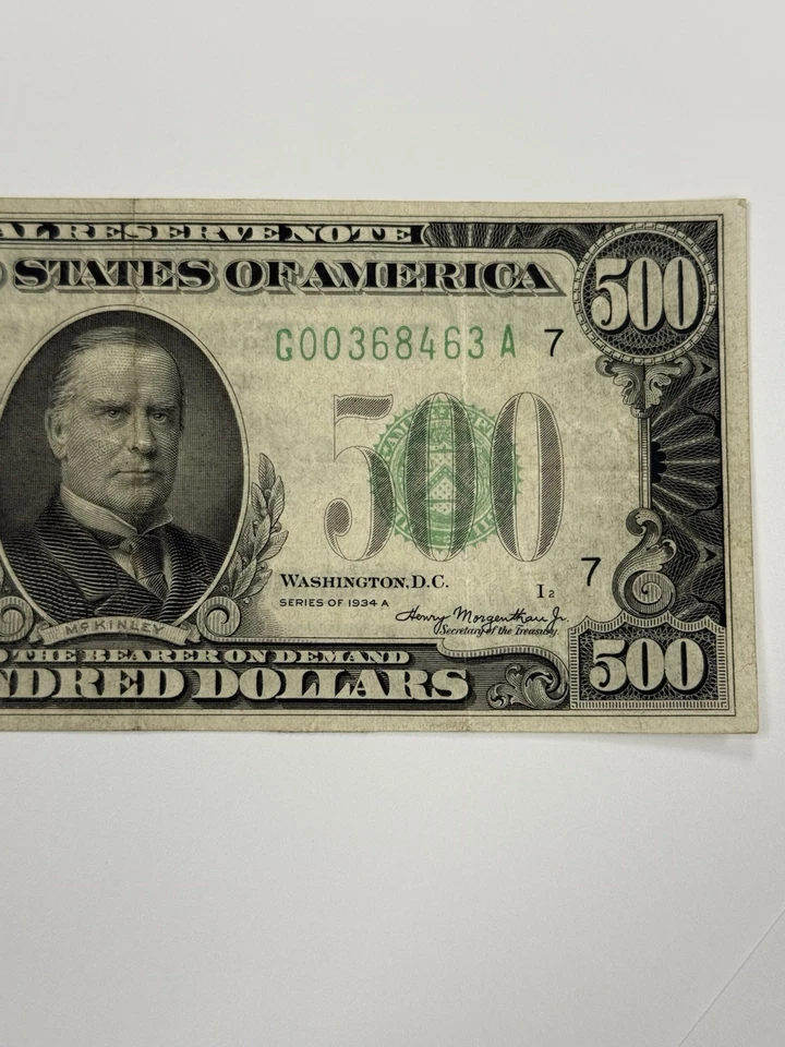 1934 A Chicago  $500 Five Hundred Dollar Bill Federal Reserve Note FR-2202G - Image 3 of 4