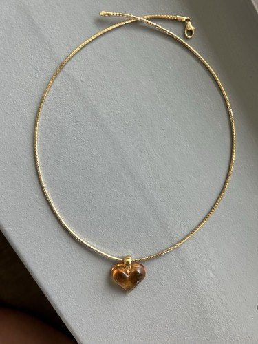 Lalique Amoureuse Topaz Crystal Heart Pendant