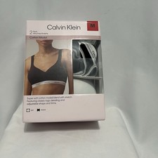 Calvin Klein Women's Wire Free Bralette 2 Pack Sz Med Blk/white NWT Cotton Modal