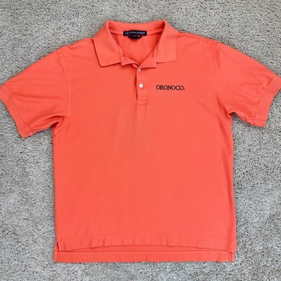 Devon & Jones Polo Shirt Men's L Coral Pima Cotton ORONOCO Logo Casual Golf Top