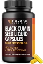 Cold Pressed Black Seed Oil Capsules - 1500mg Black Cumin Supplement for Immu...