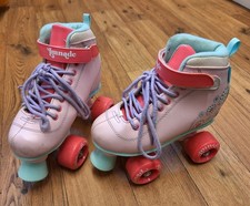 Lmnade Fixed Quad Roller Skates Flowers Pink & Blue UK Size 4 VGC
