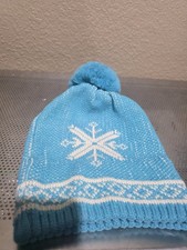 Obermeyer Blue Snowflake Vintage Beanie Wool Blend Knit