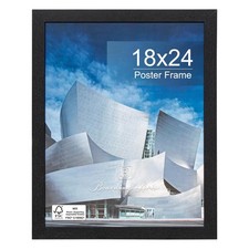 Boarding 18x24 Picture Frame with Polished Plexiglass, Black Woodgrain Finish...